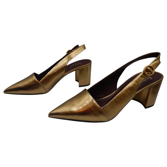 Franco Sarto Trista Pointed Toe Block Heels Slingback Pumps Bronze Size 10M - Picture 5 of 10